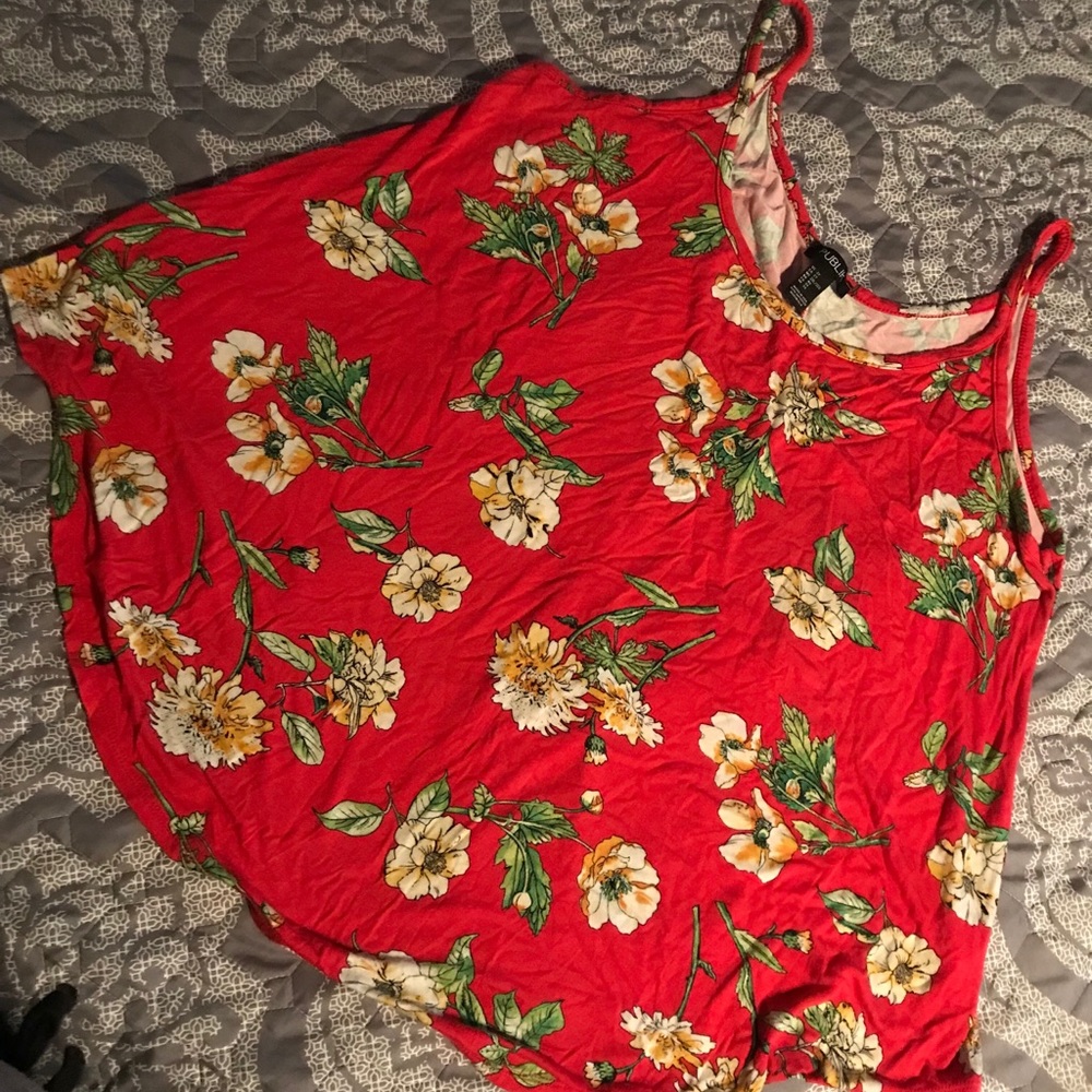 Orange floral spaghetti strap top